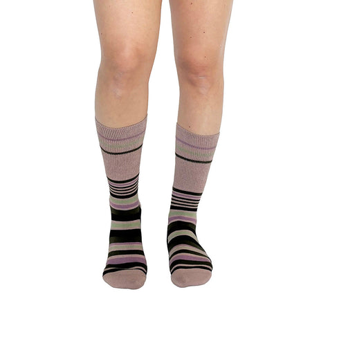 Stripes Pink + Black Diabetic Socks